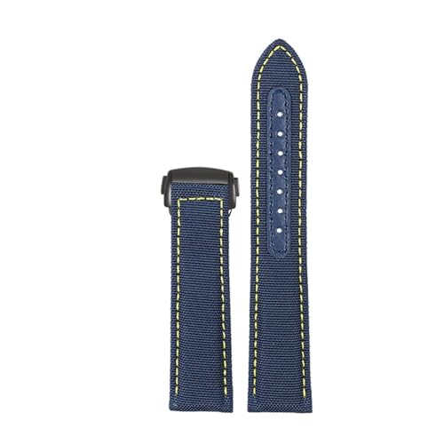 NBCNZCTSAS Canvas Armband Leder Uhrenarmband Passend for Omega Passend for Seamaster Speedmaster 300 310 AT150 19mm 20mm Armband(Yellow line bk,20mm) von NBCNZCTSAS