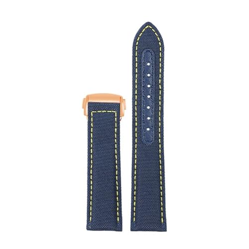 NBCNZCTSAS Canvas Armband Leder Uhrenarmband Passend for Omega Passend for Seamaster Speedmaster 300 310 AT150 19mm 20mm Armband(Yellow line rg,19mm) von NBCNZCTSAS