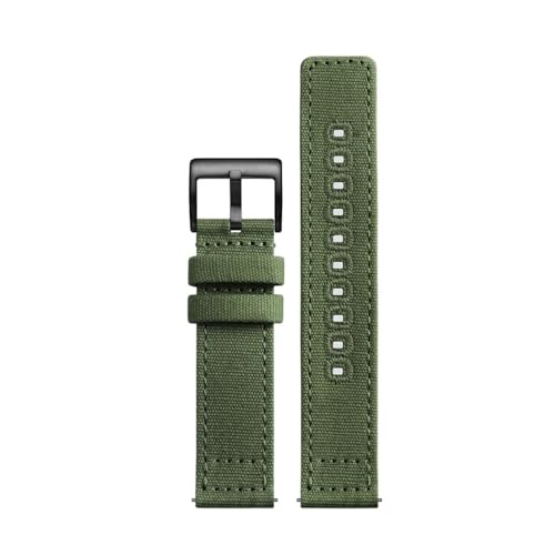 NBCNZCTSAS Doppelseitiges Canvas-Uhrenarmband mit atmungsaktiver und weicher Passform for Hamilton/Fit for Seiko/Fit for CITIZEN/Fit for SEA-GULL Watch 18mm20 22mm Uhrenzubehör(Army Green bk,20mm) von NBCNZCTSAS