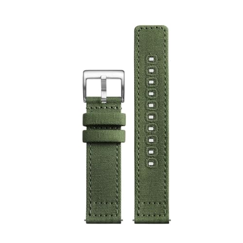 NBCNZCTSAS Doppelseitiges Canvas-Uhrenarmband mit atmungsaktiver und weicher Passform for Hamilton/Fit for Seiko/Fit for CITIZEN/Fit for SEA-GULL Watch 18mm20 22mm Uhrenzubehör(Army Green sk,18mm) von NBCNZCTSAS