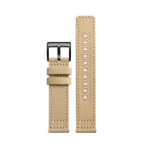 NBCNZCTSAS Doppelseitiges Canvas-Uhrenarmband mit atmungsaktiver und weicher Passform for Hamilton/Fit for Seiko/Fit for CITIZEN/Fit for SEA-GULL Watch 18mm20 22mm Uhrenzubehör(Khaki bk,18mm) von NBCNZCTSAS