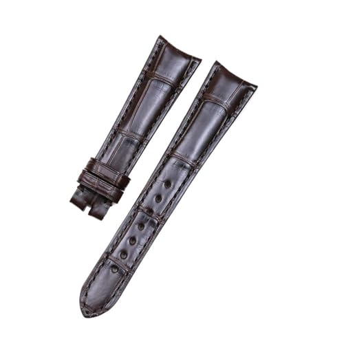 NBCNZCTSAS Dunkelbraunes schwarzes Armband mit gebogenem Ende, passend for Zenith Star Leder-Schweißband mit Maserung(Dark brown) von NBCNZCTSAS