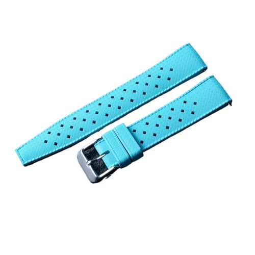 NBCNZCTSAS FKM-Gummi-Armband, schnelle Freigabe, hochwertiger Fluorkautschuk, weich und bequem, 20 mm, 22 mm, universelles Gummi-Uhrenarmband for 62MAS SKX007(Sky Blue,20mm) von NBCNZCTSAS