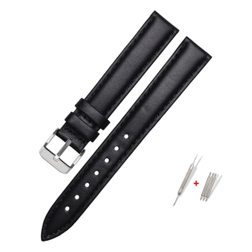 NBCNZCTSAS Fit for FOSSIL Leder Uhr Band for ES3737/3795/3843/4385/4386/4338 Strap 14mm 16mm 18mm Frauen Mode Zubehör(Black silver bucke,14mm) von NBCNZCTSAS