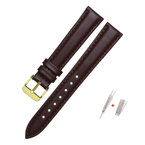 NBCNZCTSAS Fit for FOSSIL Leder Uhr Band for ES3737/3795/3843/4385/4386/4338 Strap 14mm 16mm 18mm Frauen Mode Zubehör(Brown-gold,16mm) von NBCNZCTSAS