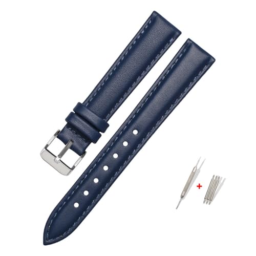 NBCNZCTSAS Fit for FOSSIL Leder Uhr Band for ES3737/3795/3843/4385/4386/4338 Strap 14mm 16mm 18mm Frauen Mode Zubehör(Dark blue-silver,18mm) von NBCNZCTSAS