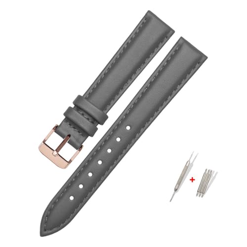 NBCNZCTSAS Fit for FOSSIL Leder Uhr Band for ES3737/3795/3843/4385/4386/4338 Strap 14mm 16mm 18mm Frauen Mode Zubehör(Grey-rose gold,18mm) von NBCNZCTSAS