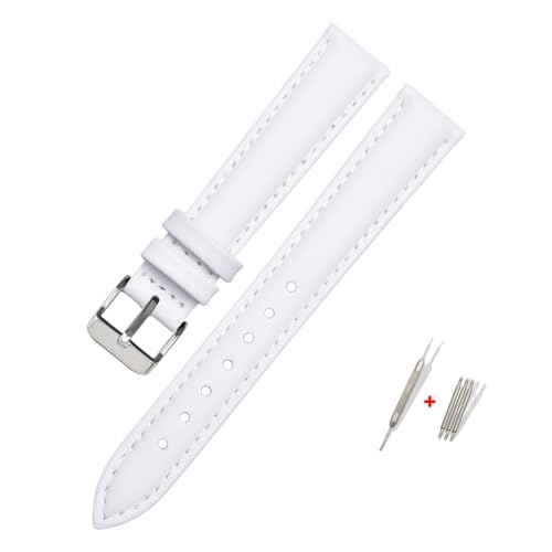 NBCNZCTSAS Fit for FOSSIL Leder Uhr Band for ES3737/3795/3843/4385/4386/4338 Strap 14mm 16mm 18mm Frauen Mode Zubehör(White-silver,16mm) von NBCNZCTSAS