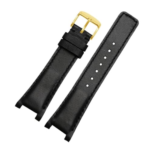NBCNZCTSAS Fit for GC Strap YA1332 YA1333 YA1335 Männer Frauen Kerbe Top Schicht Leder Armband Armband 16 * 10 20 * 12 22 * 14mm Schraube(Black gold,16.10mm) von NBCNZCTSAS