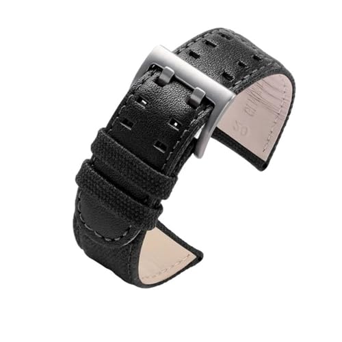 NBCNZCTSAS Fit for Hamilton Khaki Field Uhr H760250/h77616533/h70605963 H68201993 Uhrenarmband Leder Nylon Herrenuhrenarmband 20mm 22mm(Black canvas sk,22mm) von NBCNZCTSAS