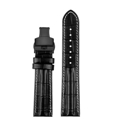 NBCNZCTSAS Fit for Hamilton Lederarmband Khaki H7060573 Armband Hautstruktur Armband 20 mm 22 mm Herren Schwarz Braun(A black w black F,20mm) von NBCNZCTSAS