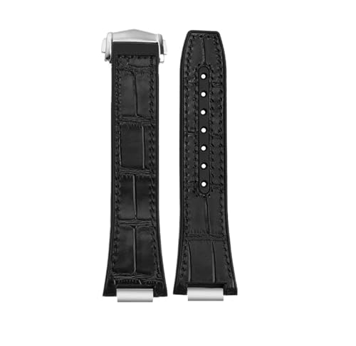 NBCNZCTSAS Fit for IWC Fit for Ingenieur Leder Uhr Band IW328901 903 IW328902 Gummi Rindsleder herren Armband Armband 25 * 14 MM(Black-silver) von NBCNZCTSAS