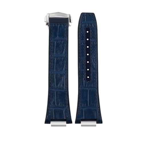 NBCNZCTSAS Fit for IWC Fit for Ingenieur Leder Uhr Band IW328901 903 IW328902 Gummi Rindsleder herren Armband Armband 25 * 14 MM(Blue-silver) von NBCNZCTSAS