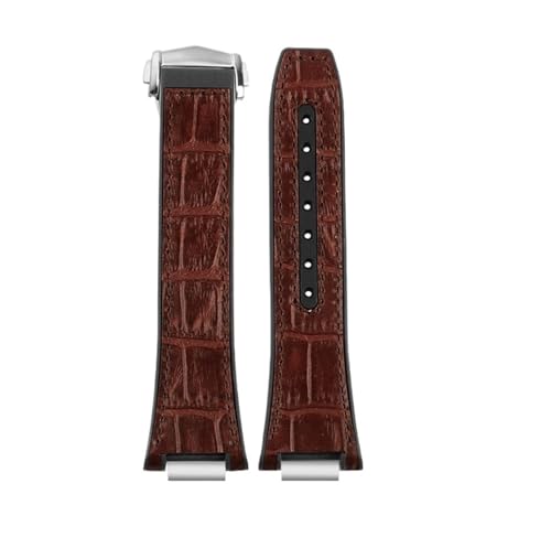 NBCNZCTSAS Fit for IWC Fit for Ingenieur Leder Uhr Band IW328901 903 IW328902 Gummi Rindsleder herren Armband Armband 25 * 14 MM(Brown-silver) von NBCNZCTSAS