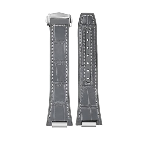 NBCNZCTSAS Fit for IWC Fit for Ingenieur Leder Uhr Band IW328901 903 IW328902 Gummi Rindsleder herren Armband Armband 25 * 14 MM(Gray white-silver) von NBCNZCTSAS