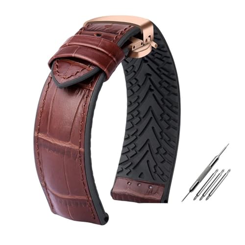 NBCNZCTSAS Fit for Rolex Fit for Ctizen Fit for Tissot Leder Armband Gummi Silikon Uhr Band Männer 19mm 20mm 21mm 22mm 23mm Verschluss Armband(Smokey Mauve,22mm) von NBCNZCTSAS