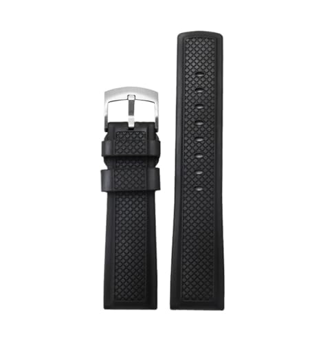 NBCNZCTSAS Fluorkautschukarmband 19 mm 20 mm 21 mm 22 mm Ersatzarmband passend for Tudor, passend for Seiko, passend for Tissot-Uhren for Herren(04-Black silver pin,20mm) von NBCNZCTSAS