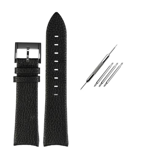 NBCNZCTSAS Gebogene Schnittstelle Leder-Uhrenarmband passend for Hamilton H38735751 H38755751 Leder-Uhrenarmband 20 mm 22 mm weiches Armband for Herren(Black-black) von NBCNZCTSAS