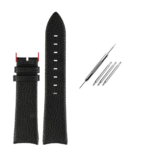 NBCNZCTSAS Gebogene Schnittstelle Leder-Uhrenarmband passend for Hamilton H38735751 H38755751 Leder-Uhrenarmband 20 mm 22 mm weiches Armband for Herren(Black-no clasp) von NBCNZCTSAS