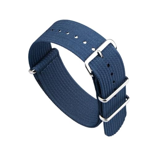 NBCNZCTSAS Geripptes Uhrenarmband, 18 mm, 19 mm, 20 mm, 22 mm, Nylon-Uhrenarmbänder, geflochtenes ballistisches Stoff-Armband, Zubehör, passend for Militär-Uhrenarmband(Blue,22mm) von NBCNZCTSAS