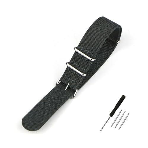 NBCNZCTSAS Geripptes Uhrenarmband, 20 mm, 22 mm, 18 mm, 19 mm, robuste Nylon-Militärbänder, Retro-Uhrenarmband, geflochtene Bänder aus ballistischem Stoff(DRAK GRAY,20mm) von NBCNZCTSAS