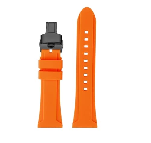 NBCNZCTSAS Großes, weiches Silikonarmband 24 26 mm passend for Panerai Diesel Armband DZ4318 4476 4323 Gummiband Herren Armband Zubehör(Orange black Folding,24mm) von NBCNZCTSAS