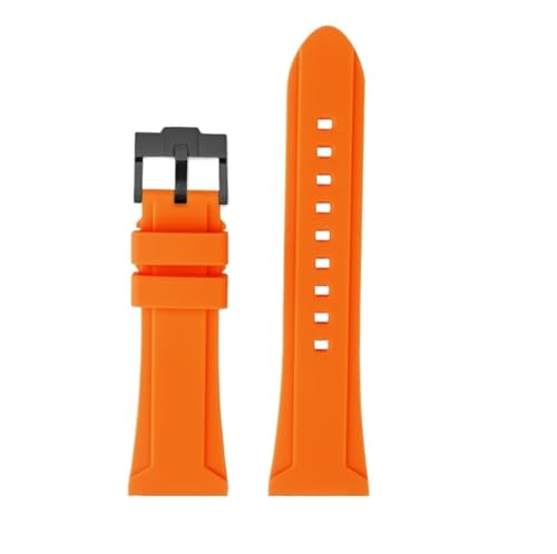 NBCNZCTSAS Großes, weiches Silikonarmband 24 26 mm passend for Panerai Diesel Armband DZ4318 4476 4323 Gummiband Herren Armband Zubehör(Orange black pin,24mm) von NBCNZCTSAS