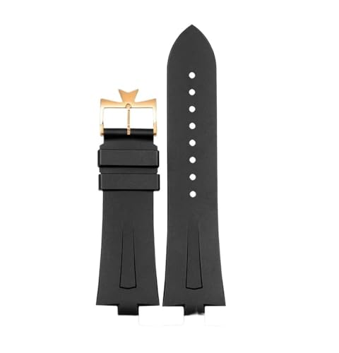NBCNZCTSAS Gummi-Armband, passend for Vacheron Constantin p47040 47450 49150 VC, konvexes Uhrenarmband, Herren-Silikon-Uhrenarmband, 25 x 8 mm(Black pin RG) von NBCNZCTSAS