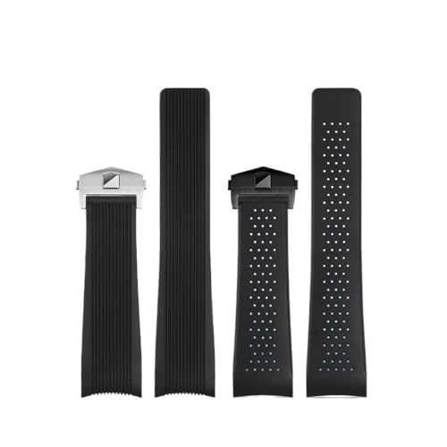 NBCNZCTSAS Gummi-Uhrenzubehör-Band, passend for TAG, passend for HEUER, passend for CARRERA, Uhrenarmband, 20 mm, 22 mm, 24 mm, TPU, schwarzes Silikon-Uhrenarmband(Black Yellow,20mm) von NBCNZCTSAS