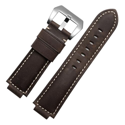 NBCNZCTSAS Gummiarmband passend for Timex WATCHT2N720 T2N721 T2N739 TW2T76300 Lederarmband Wasserdichtes Silikonarmband 24 * 16 mm(Brown-silver) von NBCNZCTSAS
