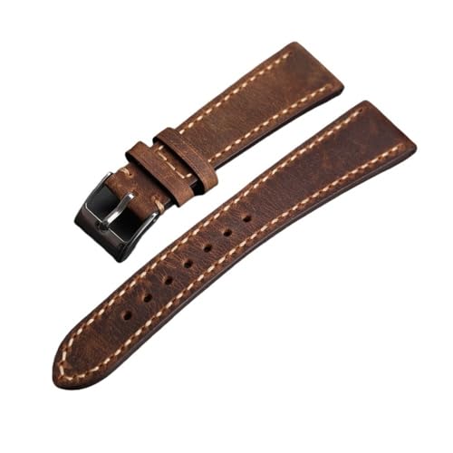 NBCNZCTSAS Handgefertigtes weiches Lederarmband, 18, 19, 20, 21, 22 mm, Retro-Antik-Armband, Distressed-braunes Herrenarmband aus Leder(Matte Brown,22mm) von NBCNZCTSAS