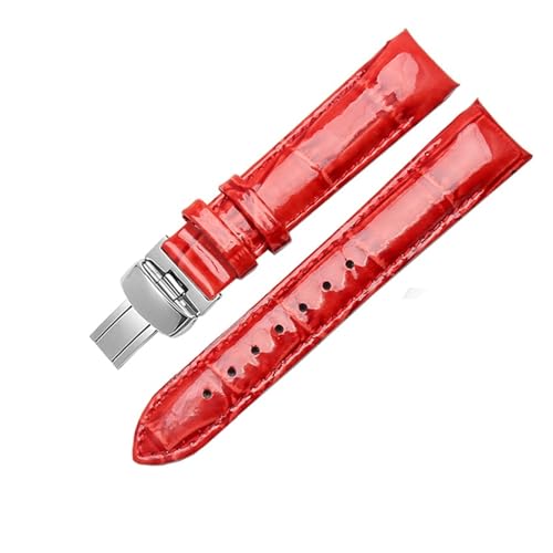 NBCNZCTSAS Helles Lederarmband passend for Tissot 1853 T035 Damen T035210a T035207a Wasserdichtes Armband-Zubehör 18-mm-Armband(Red-silver) von NBCNZCTSAS