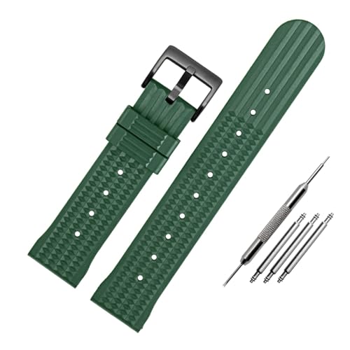 NBCNZCTSAS Herren Diver Silikon Sportuhrenarmband 20mm 22mm Fit for Citizen Fit for Seiko Fit for IWC Fit for Omegas Fit for Waffelarmband Modische Universal-Gummikette(Green black clasp,20mm) von NBCNZCTSAS