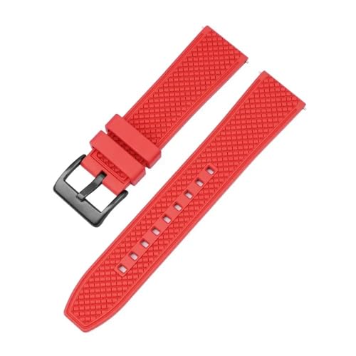 NBCNZCTSAS Hochwertiges Fluorkautschukarmband, 20 mm, 22 mm, FKM-Tauch-Schnellverschluss-Uhrenarmband, passend for Omega Moon Swatch, passend for Seamaster 300(Red black clasp,22mm) von NBCNZCTSAS