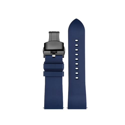 NBCNZCTSAS Hochwertiges Uhrenarmband aus Fluorkautschuk, 20 mm, 22 mm, 24 mm, Armband mit Schnellverschluss, passend for Taucheruhren jeder Marke(Blue black buckle,20mm) von NBCNZCTSAS