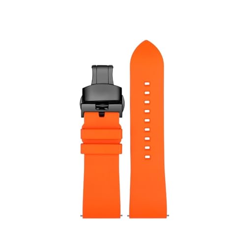 NBCNZCTSAS Hochwertiges Uhrenarmband aus Fluorkautschuk, 20 mm, 22 mm, 24 mm, Armband mit Schnellverschluss, passend for Taucheruhren jeder Marke(Orange black buckle,24mm) von NBCNZCTSAS