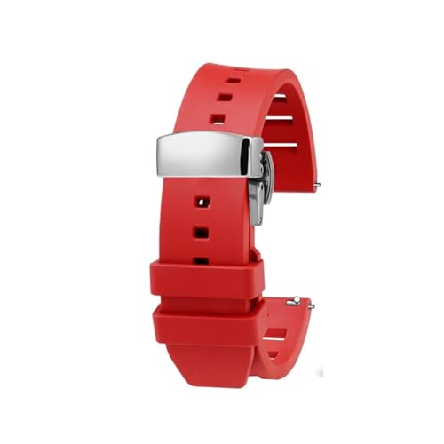 NBCNZCTSAS Hochwertiges Uhrenarmband aus Fluorkautschuk, passend for IWC-Uhrenarmbänder, 20 mm, 22 mm, Armband mit Schnellverschluss, passend for Omega, passend for Rolex-Uhrenzubehör(Red silver buckl von NBCNZCTSAS