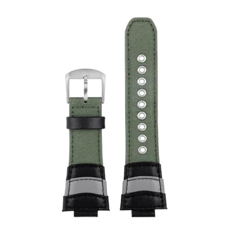 NBCNZCTSAS Konvex 14MM 16MM Armeegrün Passend for CASIO GST-B400 GST-B200 GA2100 Canvas Uhrenarmband Nylon Armband Atmungsaktives wasserdichtes Armband(Army green steel,14mm for b400) von NBCNZCTSAS