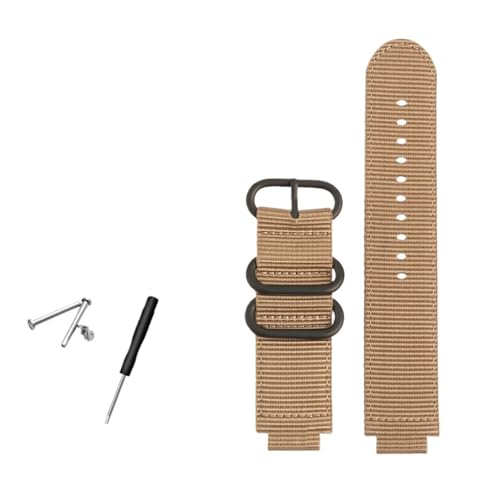 NBCNZCTSAS Konvexer Metallring, Herren-Nylonarmband, passend for TIMEX T2N721, T2N720, TW2T76500, TW2T76300, Sport, atmungsaktives Canvas-Uhrenarmband, 24 x 16 mm(Khaki-black) von NBCNZCTSAS