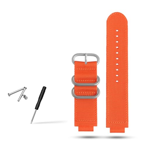 NBCNZCTSAS Konvexer Metallring, Herren-Nylonarmband, passend for TIMEX T2N721, T2N720, TW2T76500, TW2T76300, Sport, atmungsaktives Canvas-Uhrenarmband, 24 x 16 mm(Orange-silver) von NBCNZCTSAS