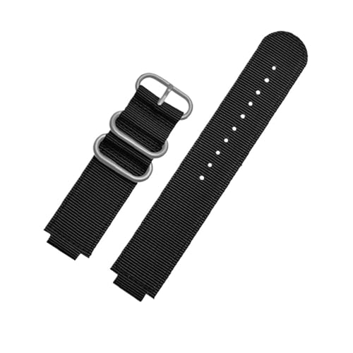 NBCNZCTSAS Konvexes 16-mm-Uhrenarmband passend for Casio Fit For G-Shock GM110 GM2100 GA900 GBA-800 GBD-800 GA-800 Herren-Uhrenarmband aus modifiziertem Nylon-Canvas(Black Silver Buckle) von NBCNZCTSAS