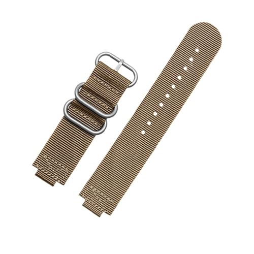NBCNZCTSAS Konvexes 16-mm-Uhrenarmband passend for Casio Fit For G-Shock GM110 GM2100 GA900 GBA-800 GBD-800 GA-800 Herren-Uhrenarmband aus modifiziertem Nylon-Canvas(Khaki Silver Buckle) von NBCNZCTSAS
