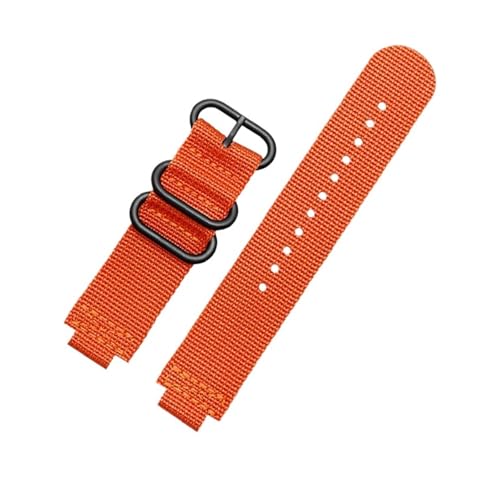 NBCNZCTSAS Konvexes 16-mm-Uhrenarmband passend for Casio Fit For G-Shock GM110 GM2100 GA900 GBA-800 GBD-800 GA-800 Herren-Uhrenarmband aus modifiziertem Nylon-Canvas(Orange black buckle) von NBCNZCTSAS