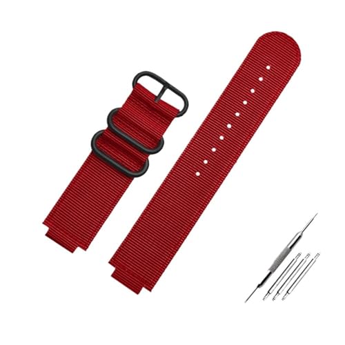 NBCNZCTSAS Konvexes 16-mm-Uhrenarmband passend for Casio Fit For G-Shock GM110 GM2100 GA900 GBA-800 GBD-800 GA-800 Herren-Uhrenarmband aus modifiziertem Nylon-Canvas(Red and black buckle) von NBCNZCTSAS