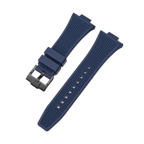 NBCNZCTSAS Konvexes Endband passend for Tissot PRX Serie T137.407/T137.410 Super Player Herren Gummi Silikon Schnellverschluss Uhrenarmband 12 mm * 26 mm(Royal blue Black) von NBCNZCTSAS