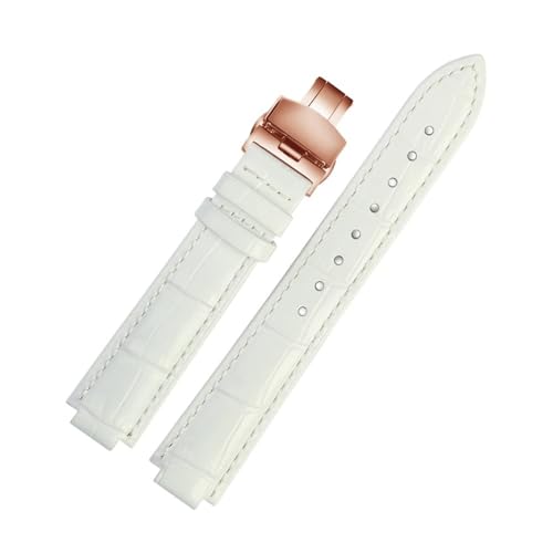 NBCNZCTSAS Leder Armband Fit for Ballon Bleu Handgelenk Band Männer Weibliche Konvexen Lederband 14 * 8mm 18 * 11mm 20 * 12mm Mode Armband(White rose gold B,18-11mm) von NBCNZCTSAS