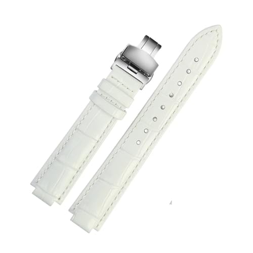 NBCNZCTSAS Leder Armband Fit for Ballon Bleu Handgelenk Band Männer Weibliche Konvexen Lederband 14 * 8mm 18 * 11mm 20 * 12mm Mode Armband(White silver B,18-11mm) von NBCNZCTSAS