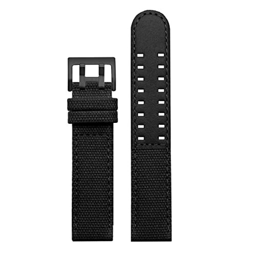 NBCNZCTSAS Leder-Nylon-Uhr-Band-Fit for Hamilton Fit for Khaki-Felduhr H760250 H77616533. Fit for Seiko-Uhr-Anti-Herbst-Riemen 20mm 22mm(Black-Black Buckle,22mm) von NBCNZCTSAS