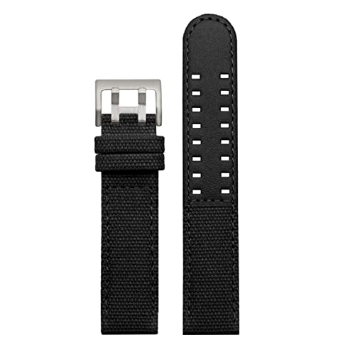 NBCNZCTSAS Leder-Nylon-Uhr-Band-Fit for Hamilton Fit for Khaki-Felduhr H760250 H77616533. Fit for Seiko-Uhr-Anti-Herbst-Riemen 20mm 22mm(Black-Sliver Buckle,20mm) von NBCNZCTSAS