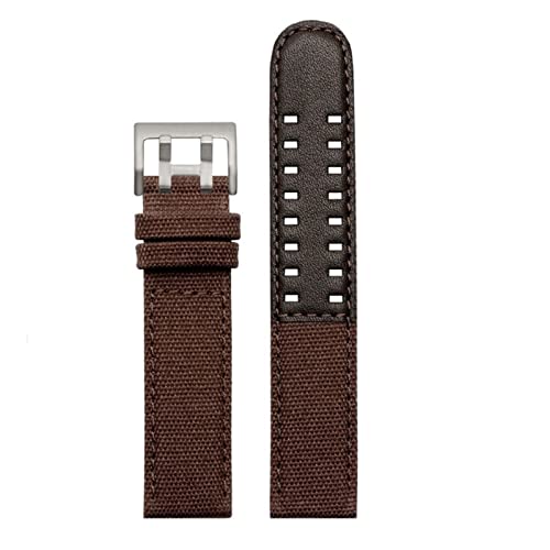 NBCNZCTSAS Leder-Nylon-Uhr-Band-Fit for Hamilton Fit for Khaki-Felduhr H760250 H77616533. Fit for Seiko-Uhr-Anti-Herbst-Riemen 20mm 22mm(Brown-Sliver Buckle,22mm) von NBCNZCTSAS